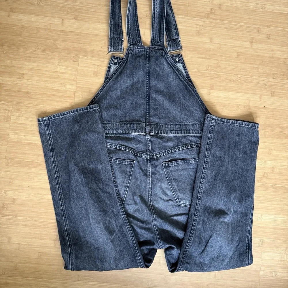Frame Denim Classic Straight Leg Overalls‎ Size Large Faded Blackwater Wash EUC